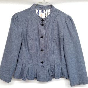 Peplum Denim Blazer/Jacket by Tulle (sold at Anthropologie) - NWOT, Sz S/M